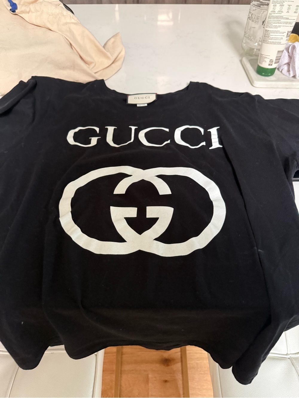 Gucci Black and White Logo Tag Tee